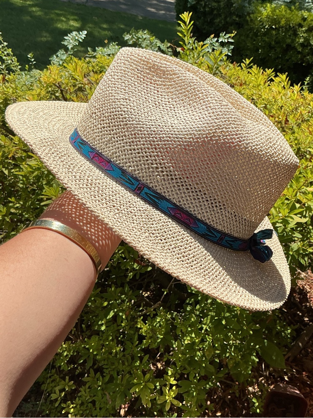 Vintage “Made in USA” Straw Fedora/Panama Jack/ Tribal Band Hat